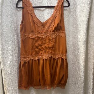 Lace Trim Satin Tank Top